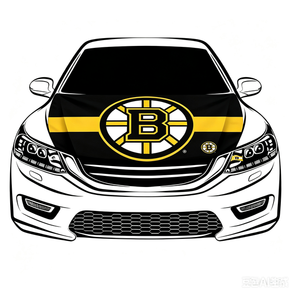 NHL Boston Bruins Car Hood Cover Flag ,NHL Bruins Engine Banner,4X5ft/6X7FT,100% Polyester Elastic Fabrics Can be Washed