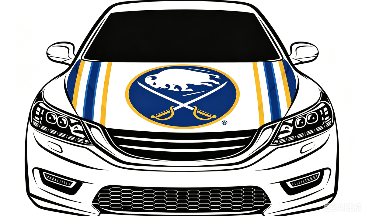 NHL Buffalo Sabres Car Hood Cover Flag ,  Buffalo Sabres Engine Banner,4X5ft/6X7FT,100% Polyester Elastic Fabrics Can be Washed