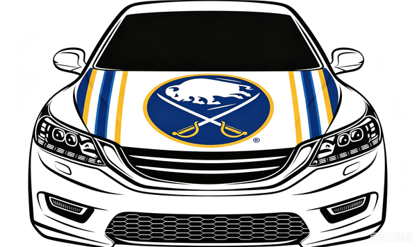 NHL Buffalo Sabres Car Hood Cover Flag ,  Buffalo Sabres Engine Banner,4X5ft/6X7FT,100% Polyester Elastic Fabrics Can be Washed