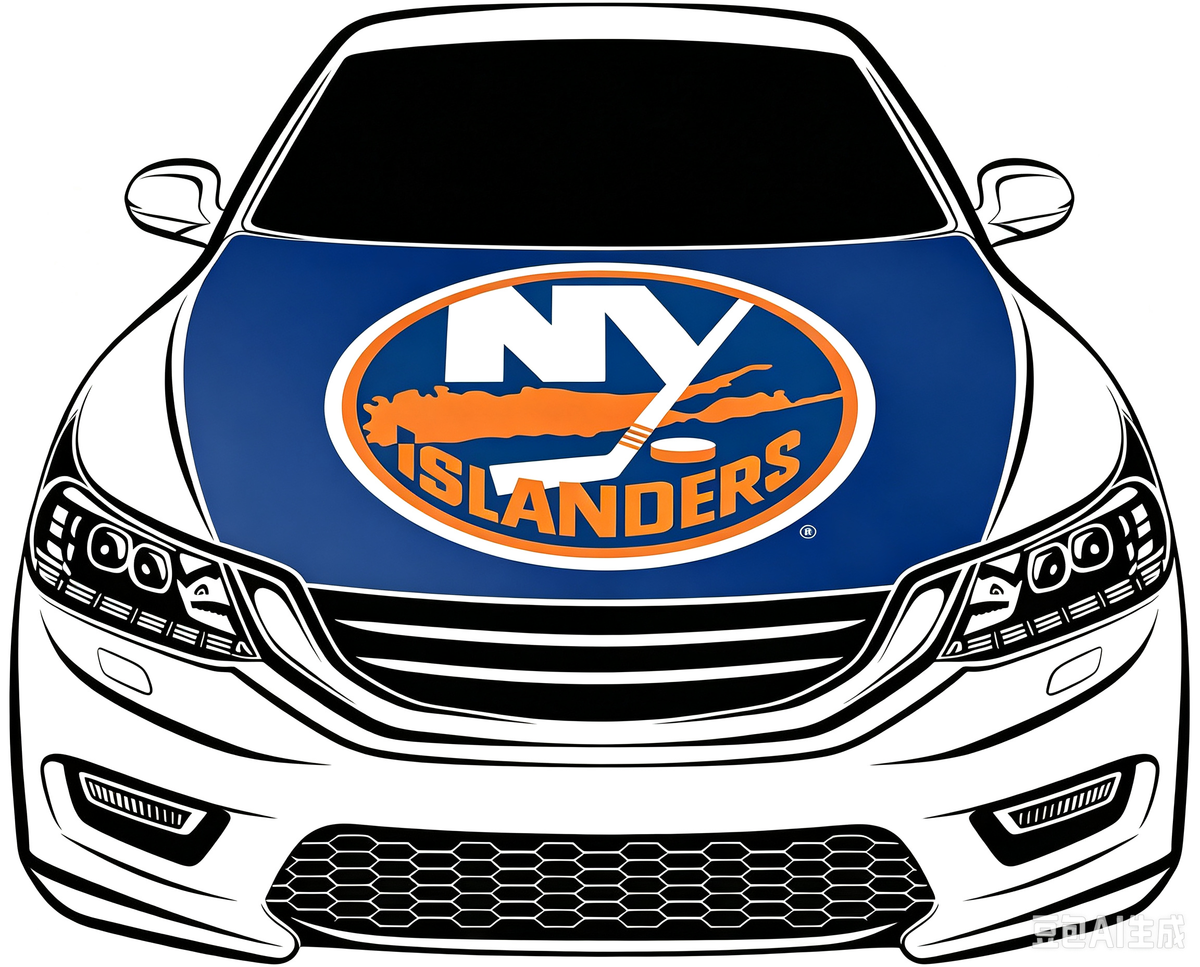 New York lslanders Car Hood Cover Flag ,NHL NY lslanders Engine Banner,4X5ft/6X7FT,100% Polyester Elastic Fabrics Can be Washed