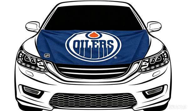 NHL  Edmonton Oilers Car Hood Cover Flag ,   Edmonton Oilers Engine Banner,4X5ft/6X7FT,100% Polyester Elastic Fabrics Can be Washed
