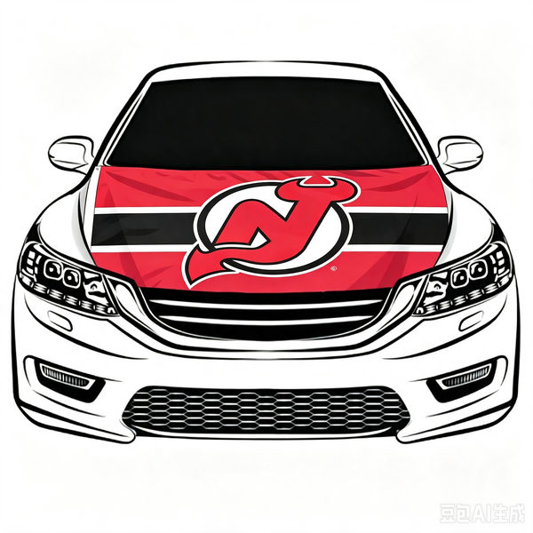 NHL New Jersey Devils Car Hood Cover Flag ,  New Jersey Devils Engine Banner,4X5ft/6X7FT,100% Polyester Elastic Fabrics Can be Washed
