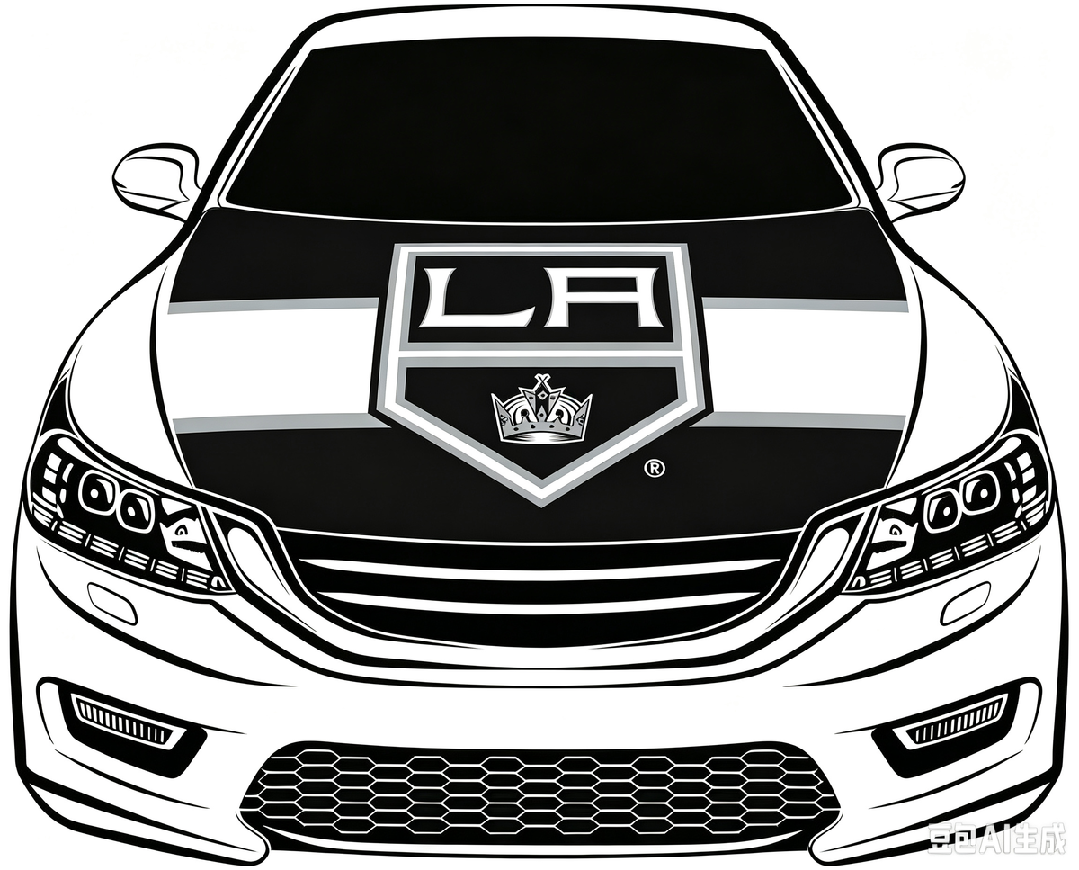 Los Angeles Kings Car Hood Cover Flag ,NHL Los Angeles Kings Engine Banner,4X5ft/6X7FT,100% Polyester Elastic Fabrics Can be Washed