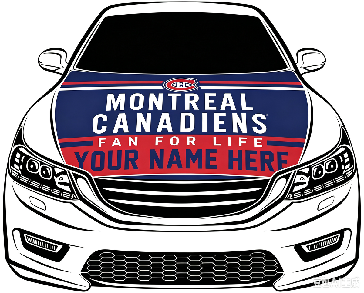 Montreal Canadiens Car Hood Cover Flag ,NHL Montreal Canadiens Engine Banner,4X5ft/6X7FT,100% Polyester Elastic Fabrics Can be Washed