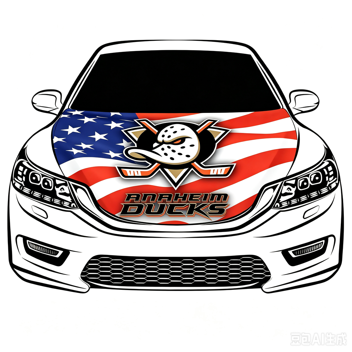 Anaheim Ducks Car Hood Cover Flag ,NHL Anaheim Ducks Engine Banner,4X5ft/6X7FT,100% Polyester Elastic Fabrics Can be Washed