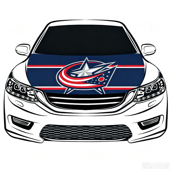NHL Columbus Blue Jackets Car Hood Cover Flag ,  Columbus Blue Jackets Engine Banner,4X5ft/6X7FT,100% Polyester Elastic Fabrics Can be Washed