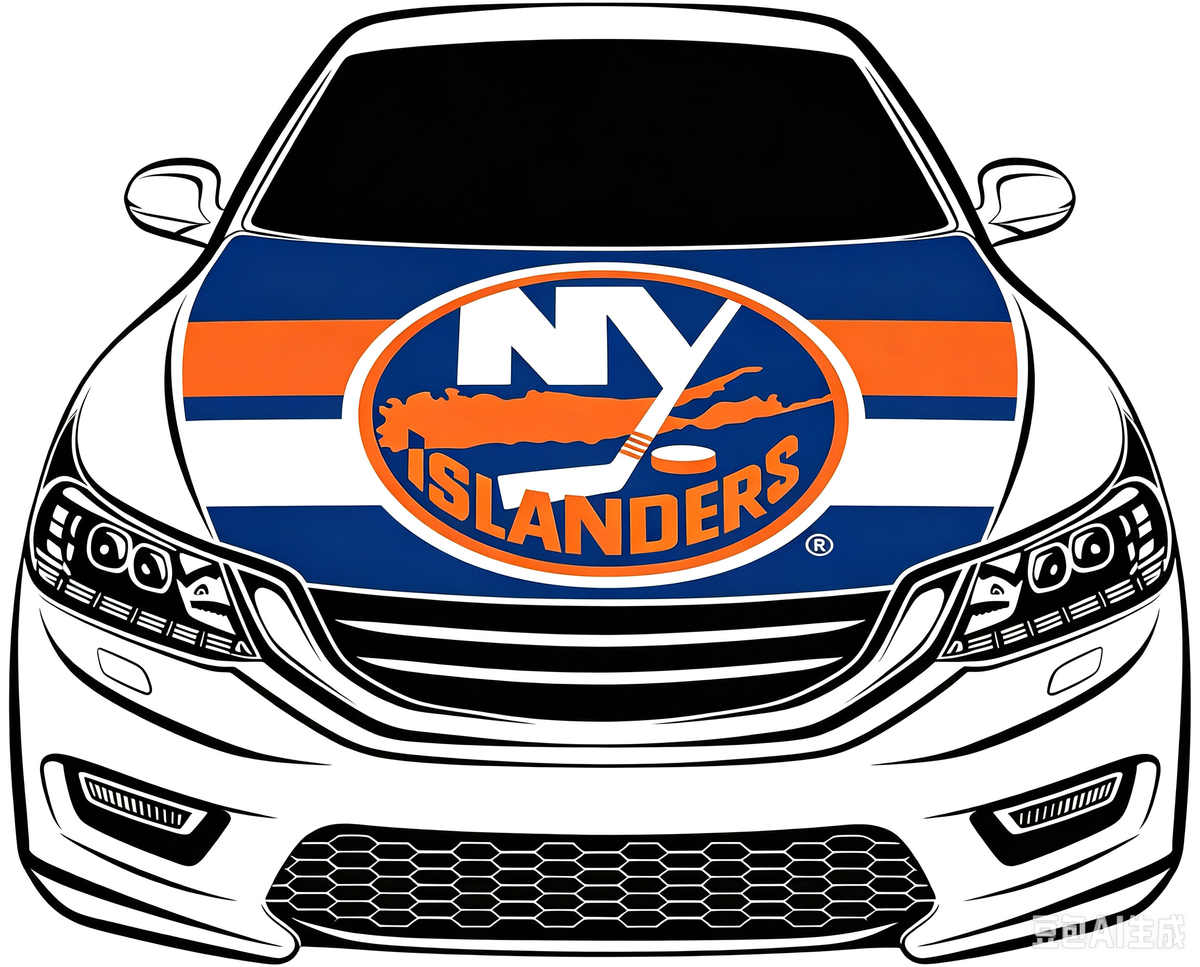 New York lslanders Car Hood Cover Flag ,NHL NY lslanders Engine Banner,4X5ft/6X7FT,100% Polyester Elastic Fabrics Can be Washed