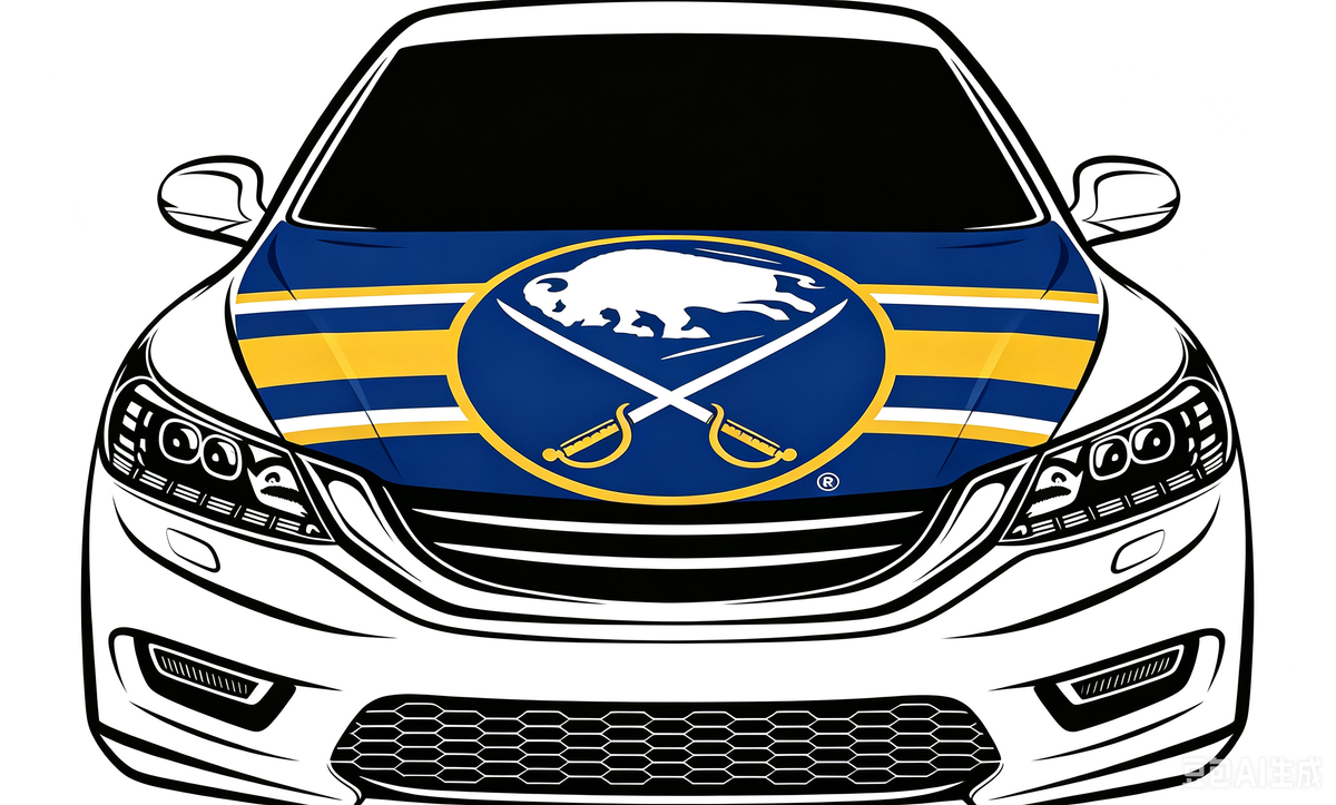 NHL Buffalo Sabres Car Hood Cover Flag ,  Buffalo Sabres Engine Banner,4X5ft/6X7FT,100% Polyester Elastic Fabrics Can be Washed