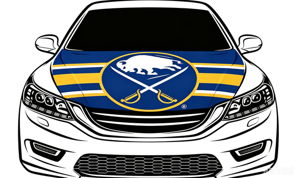 NHL Buffalo Sabres Car Hood Cover Flag ,  Buffalo Sabres Engine Banner,4X5ft/6X7FT,100% Polyester Elastic Fabrics Can be Washed