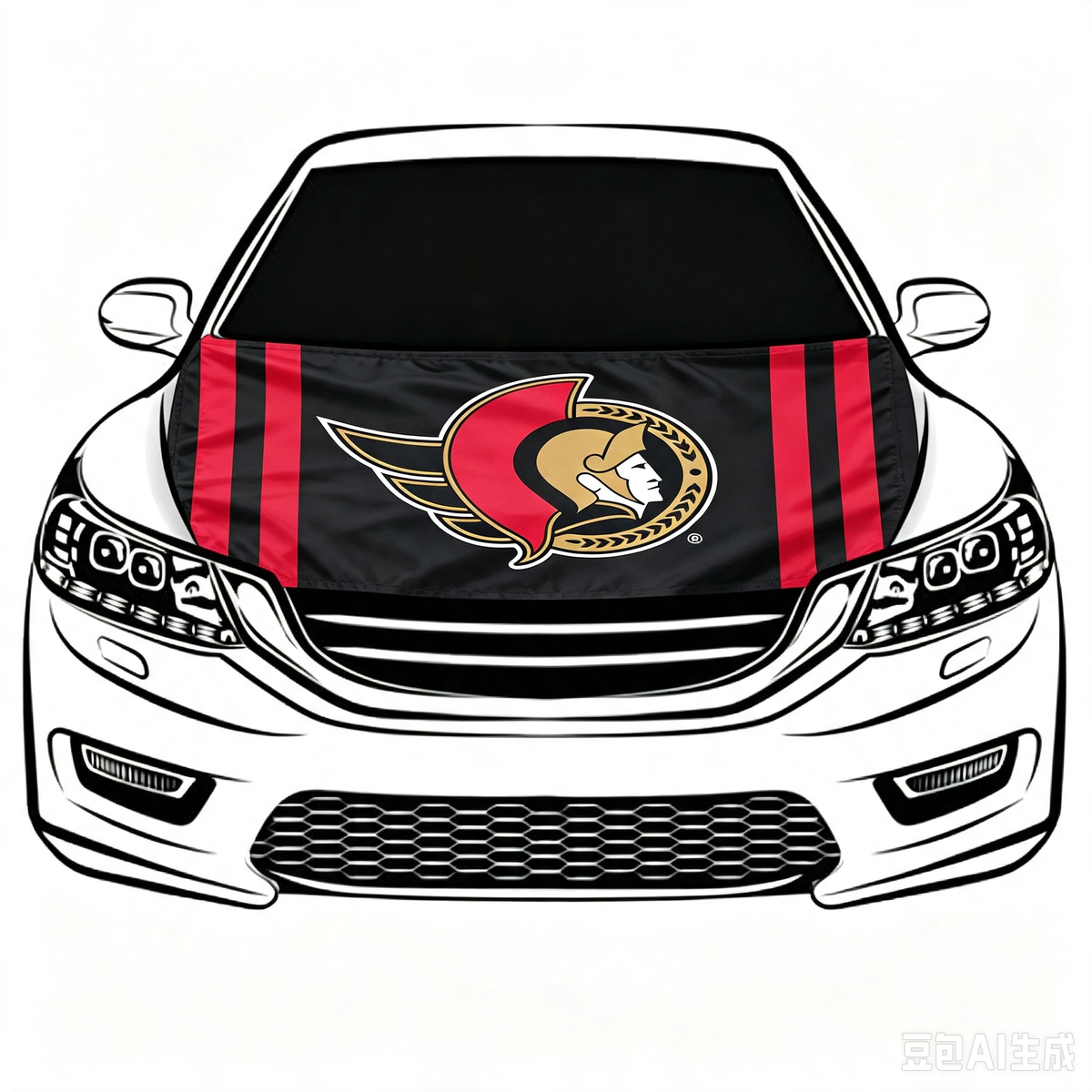 NHL Ottawa Senators Car Hood Cover Flag ,  Ottawa Senators Engine Banner,4X5ft/6X7FT,100% Polyester Elastic Fabrics Can be Washed