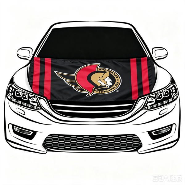 NHL Ottawa Senators Car Hood Cover Flag ,  Ottawa Senators Engine Banner,4X5ft/6X7FT,100% Polyester Elastic Fabrics Can be Washed