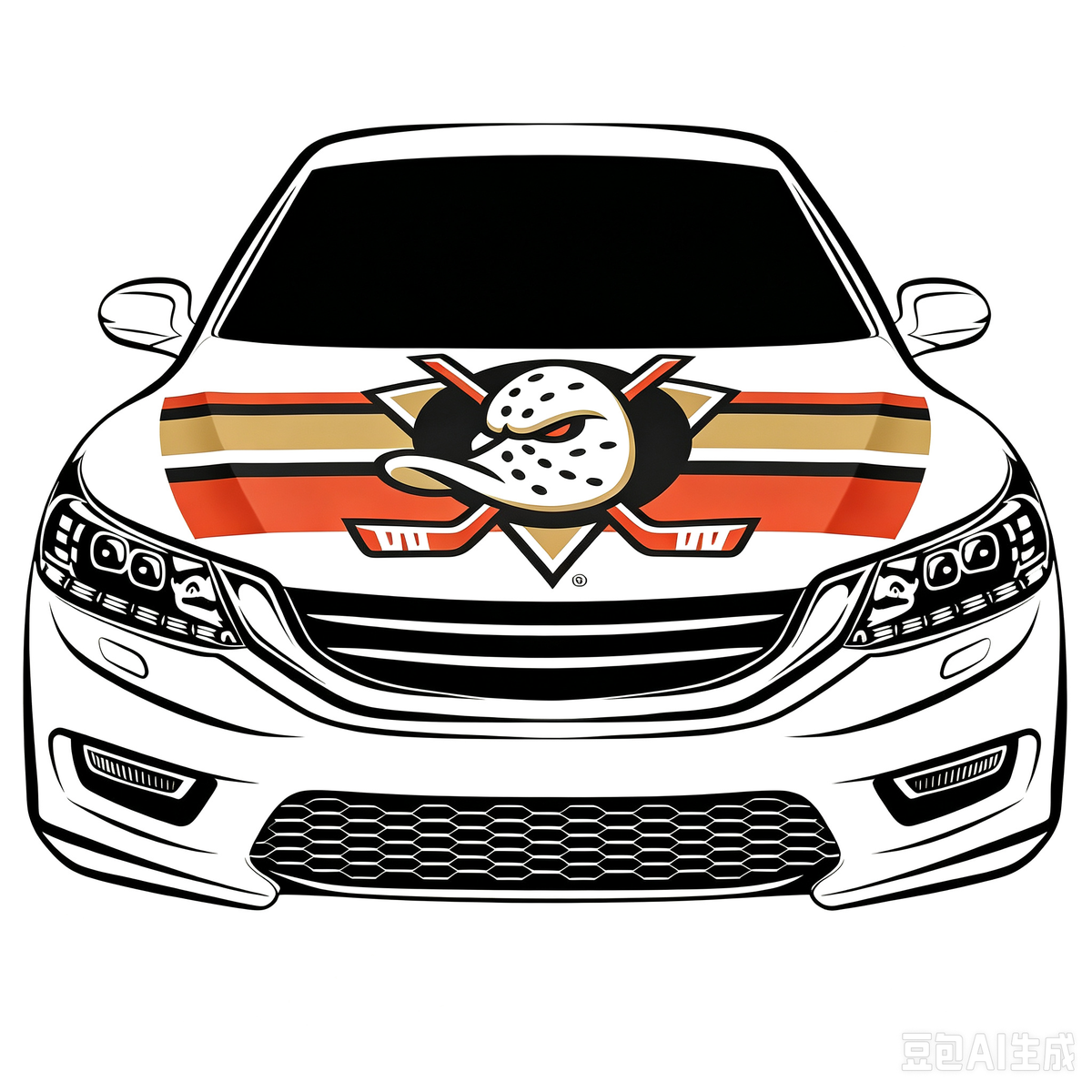 Anaheim Ducks Car Hood Cover Flag ,NHL Anaheim Ducks Engine Banner,4X5ft/6X7FT,100% Polyester Elastic Fabrics Can be Washed