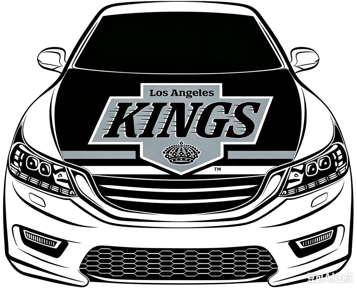 Los Angeles Kings Car Hood Cover Flag ,NHL Los Angeles Kings Engine Banner,4X5ft/6X7FT,100% Polyester Elastic Fabrics Can be Washed