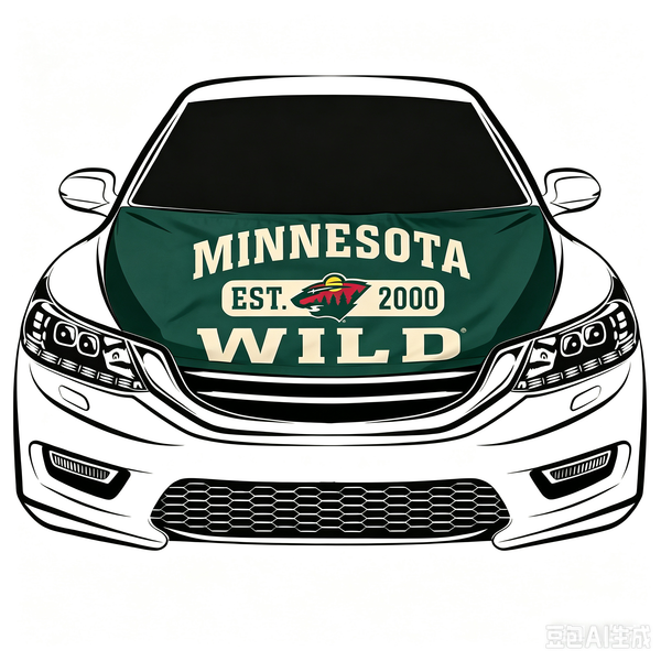 NHL Minnesota Wild Car Hood Cover Flag ,   Minnesota Wild Engine Banner,4X5ft/6X7FT,100% Polyester Elastic Fabrics Can be Washed