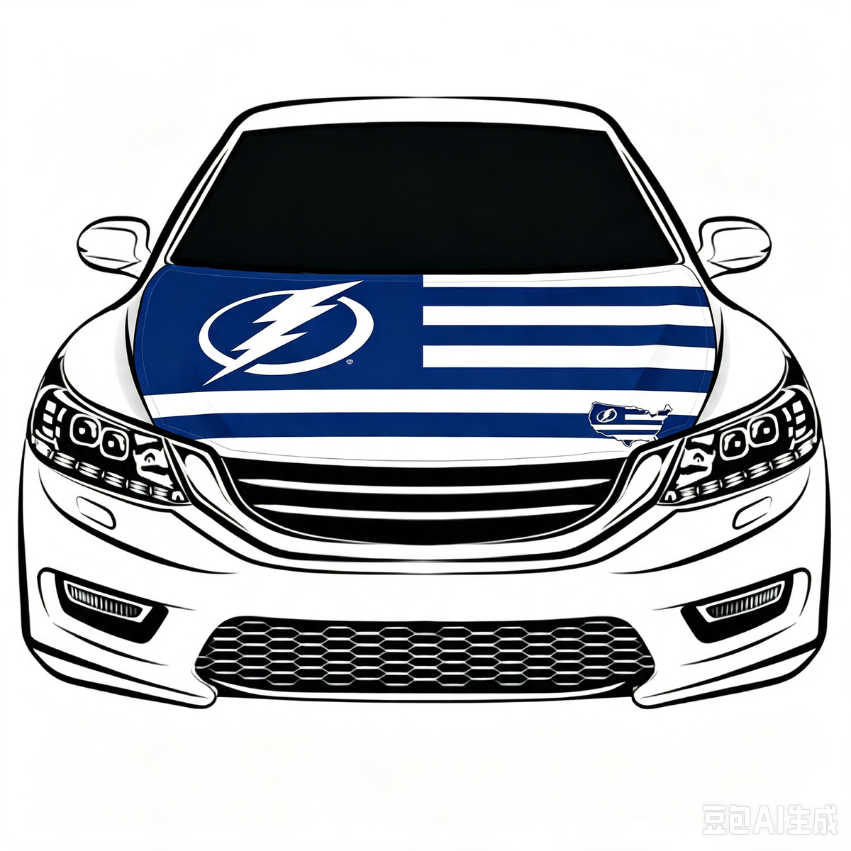 NHL Tampa Bay Lightning Car Hood Cover Flag , Tampa Bay Lightning Engine Banner,4X5ft/6X7FT,100% Polyester Elastic Fabrics Can be Washed