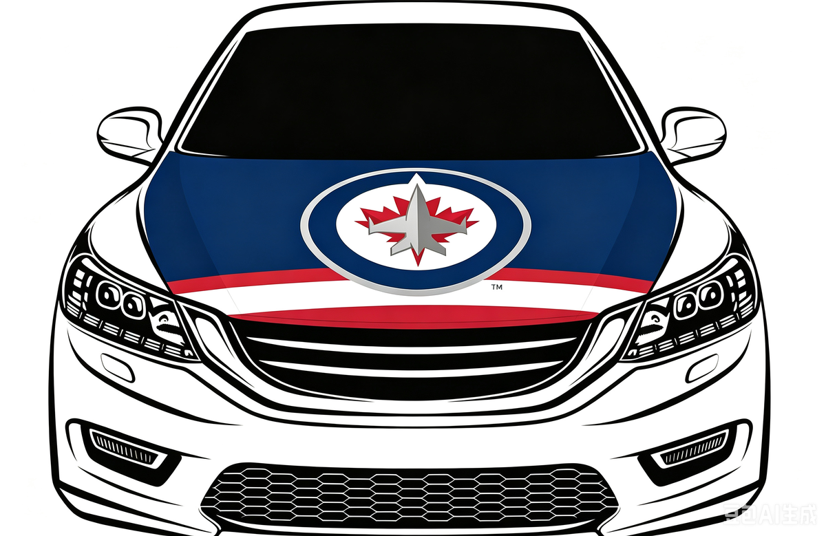 NHL Winnipeg Jets Car Hood Cover Flag ,  Winnipeg Jets Engine Banner,4X5ft/6X7FT,100% Polyester Elastic Fabrics Can be Washed