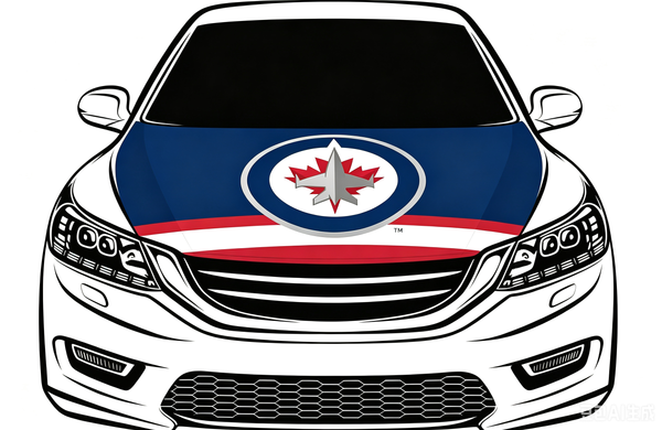 NHL Winnipeg Jets Car Hood Cover Flag ,  Winnipeg Jets Engine Banner,4X5ft/6X7FT,100% Polyester Elastic Fabrics Can be Washed