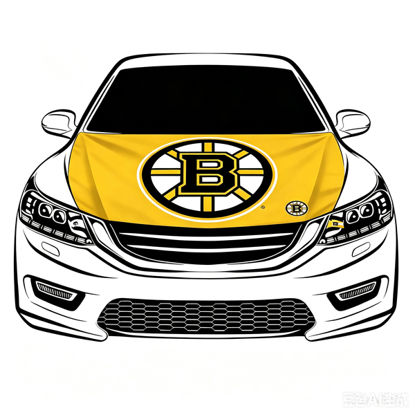 NHL Boston Bruins Car Hood Cover Flag ,NHL Bruins Engine Banner,4X5ft/6X7FT,100% Polyester Elastic Fabrics Can be Washed