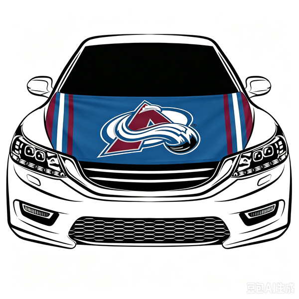 Colorado Avalanche Car Hood Cover Flag ,NHL Colorado Avalanche Engine Banner,4X5ft/6X7FT,100% Polyester Elastic Fabrics Can be Washed