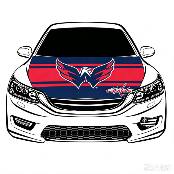 Washington Capitals Car Hood Cover Flag , NHL Washington Capitals Engine Banner,4X5ft/6X7FT,100% Polyester Elastic Fabrics Can be Washed