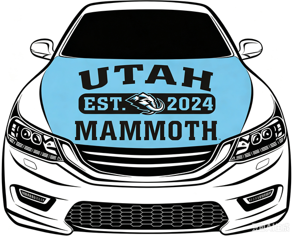 Utah Mammoth Car Hood Cover Flag ,NHL Utah Mammoth Engine Banner,4X5ft/6X7FT,100% Polyester Elastic Fabrics Can be Washed