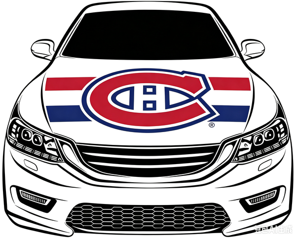 Montreal Canadiens Car Hood Cover Flag ,NHL Montreal Canadiens Engine Banner,4X5ft/6X7FT,100% Polyester Elastic Fabrics Can be Washed