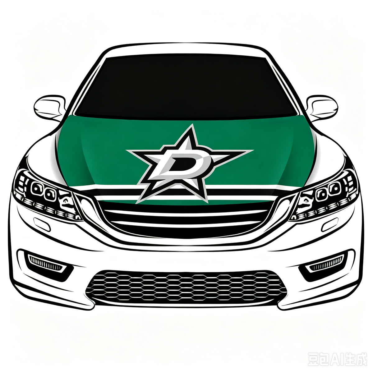 Los Dallas Stars Car Hood Cover Flag ,NHL Dallas Stars Engine Banner,4X5ft/6X7FT,100% Polyester Elastic Fabrics Can be Washed