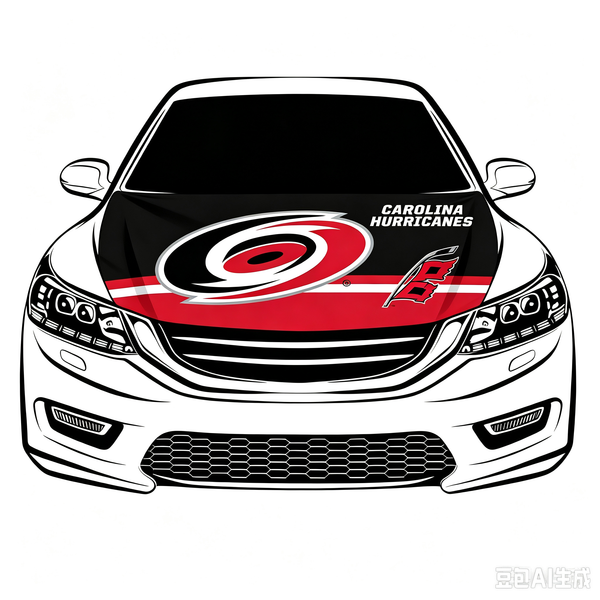 NHL Carolina Hurricanes Car Hood Cover Flag ,  Carolina Hurricanes Engine Banner,4X5ft/6X7FT,100% Polyester Elastic Fabrics Can be Washed