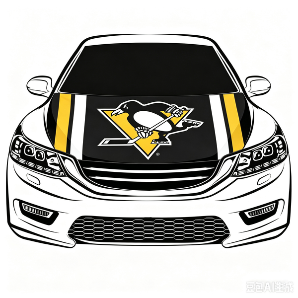 NHL  Pittsburgh Penguins Car Hood Cover Flag ,   Pittsburgh Penguins Engine Banner,4X5ft/6X7FT,100% Polyester Elastic Fabrics Can be Washed