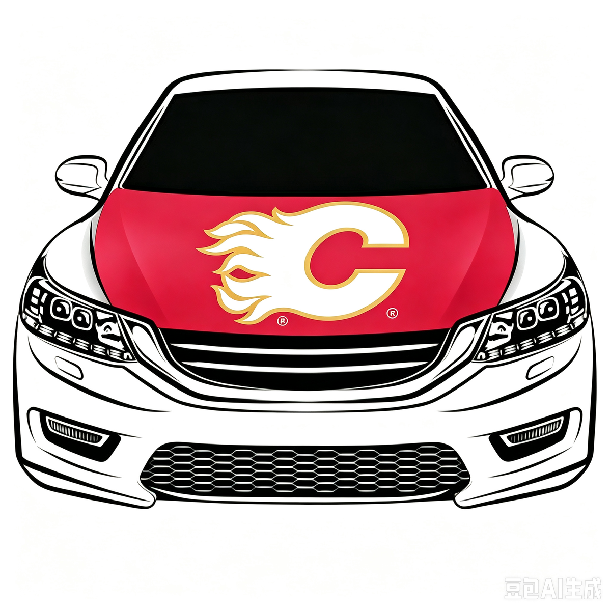 Calgary Flames Car Hood Cover Flag ,NHL Calgary Flames Engine Banner,4X5ft/6X7FT,100% Polyester Elastic Fabrics Can be Washed