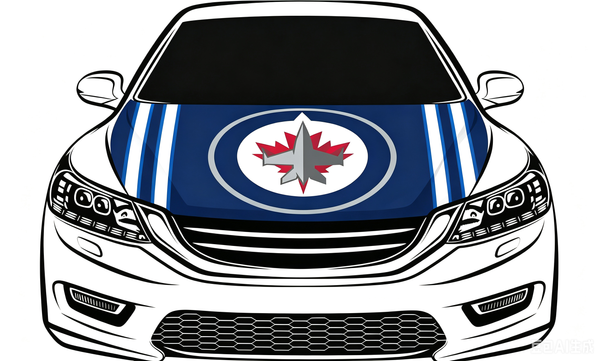 NHL Winnipeg Jets Car Hood Cover Flag ,  Winnipeg Jets Engine Banner,4X5ft/6X7FT,100% Polyester Elastic Fabrics Can be Washed