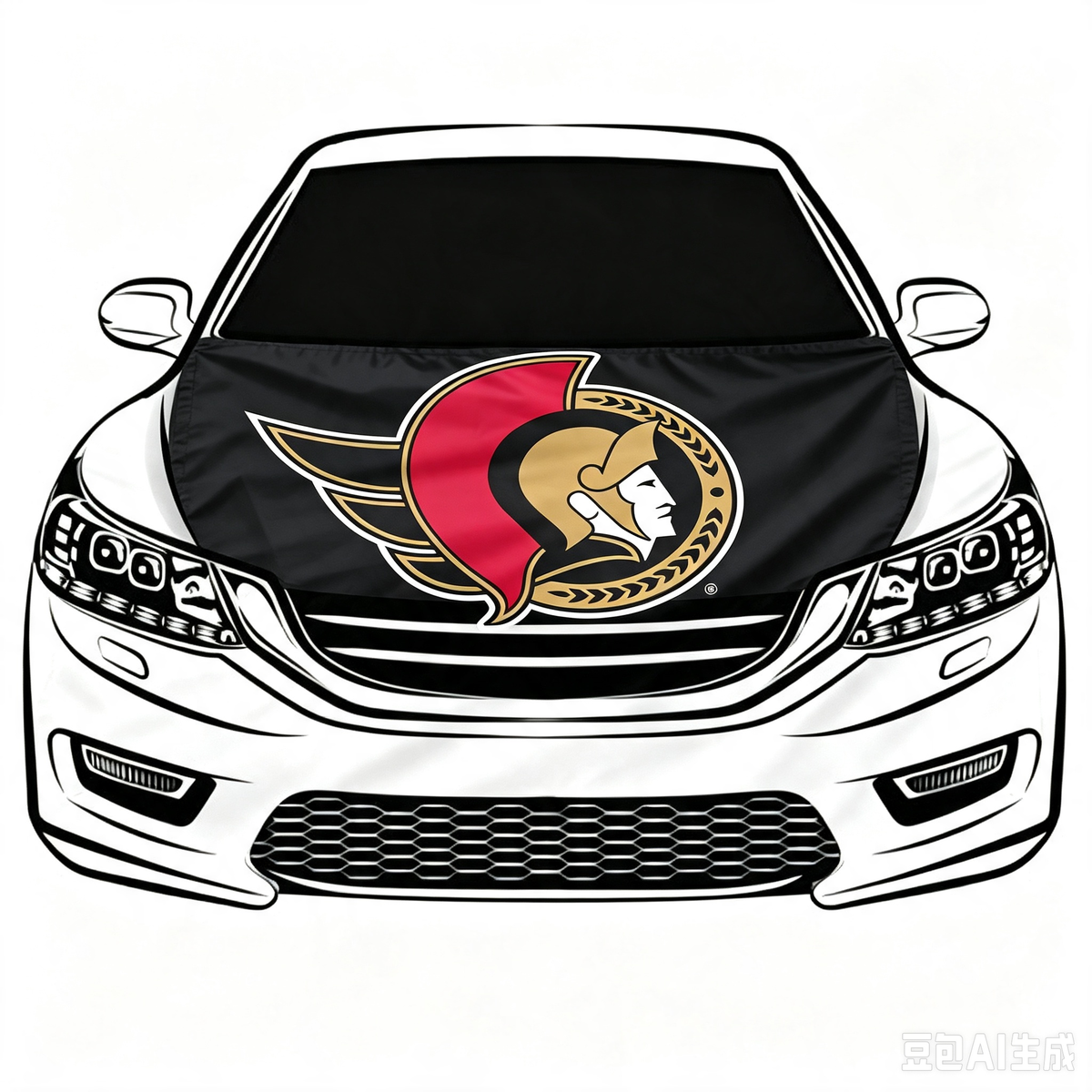 NHL Ottawa Senators Car Hood Cover Flag ,  Ottawa Senators Engine Banner,4X5ft/6X7FT,100% Polyester Elastic Fabrics Can be Washed