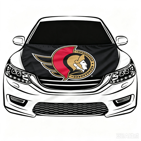 NHL Ottawa Senators Car Hood Cover Flag ,  Ottawa Senators Engine Banner,4X5ft/6X7FT,100% Polyester Elastic Fabrics Can be Washed