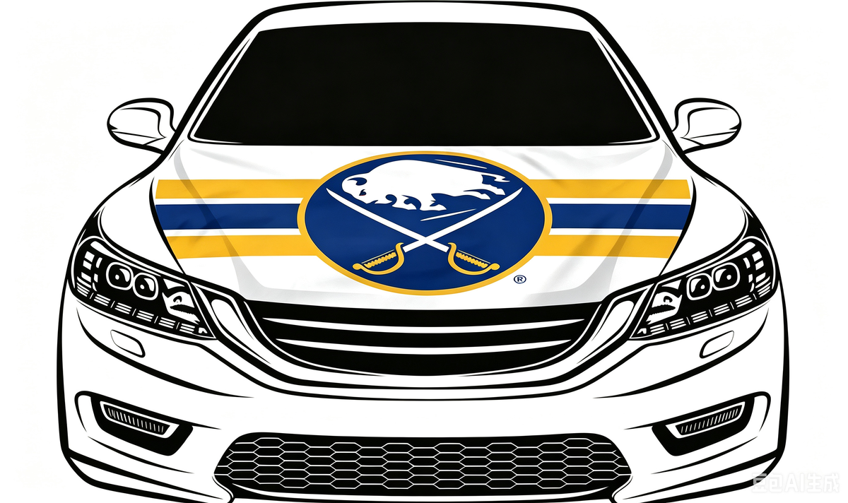 NHL Buffalo Sabres Car Hood Cover Flag ,  Buffalo Sabres Engine Banner,4X5ft/6X7FT,100% Polyester Elastic Fabrics Can be Washed