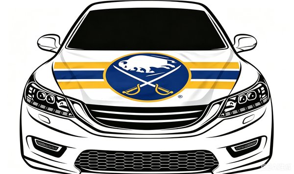 NHL Buffalo Sabres Car Hood Cover Flag ,  Buffalo Sabres Engine Banner,4X5ft/6X7FT,100% Polyester Elastic Fabrics Can be Washed