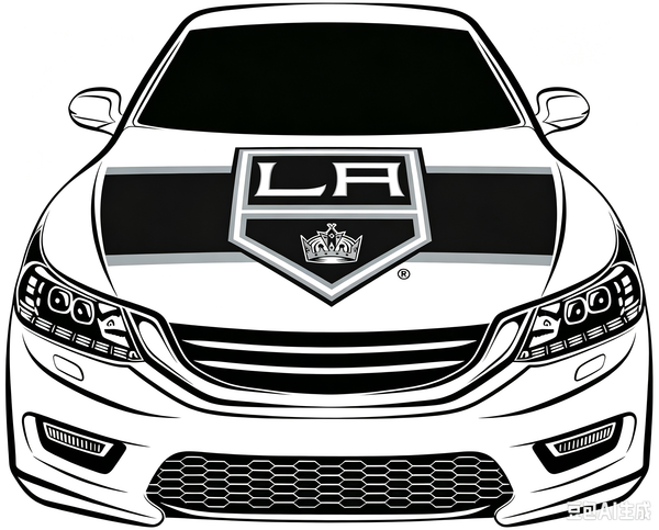 Los Angeles Kings Car Hood Cover Flag ,NHL Los Angeles Kings Engine Banner,4X5ft/6X7FT,100% Polyester Elastic Fabrics Can be Washed