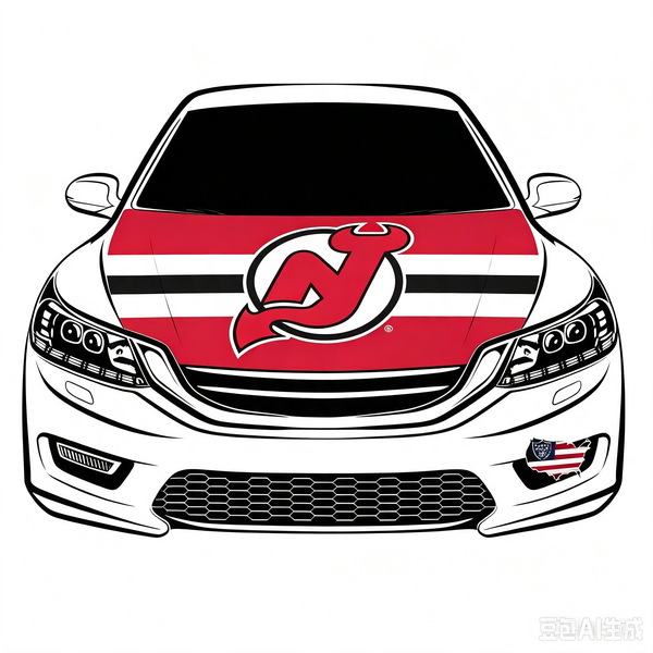 NHL New Jersey Devils Car Hood Cover Flag ,  New Jersey Devils Engine Banner,4X5ft/6X7FT,100% Polyester Elastic Fabrics Can be Washed