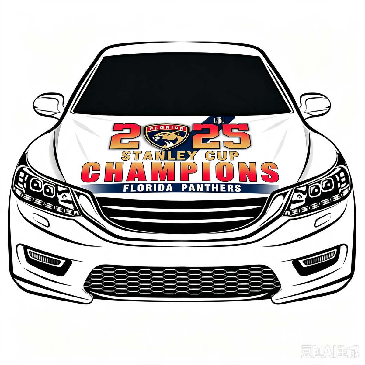 NHL Florida Panthers Car Hood Cover Flag ,  Florida Panthers Engine Banner,4X5ft/6X7FT,100% Polyester Elastic Fabrics Can be Washed