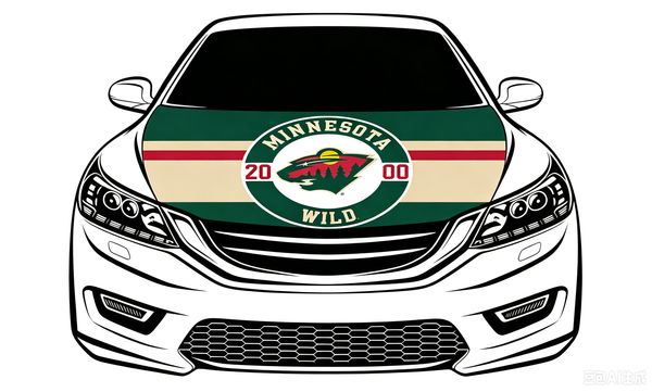NHL Minnesota Wild Car Hood Cover Flag ,   Minnesota Wild Engine Banner,4X5ft/6X7FT,100% Polyester Elastic Fabrics Can be Washed
