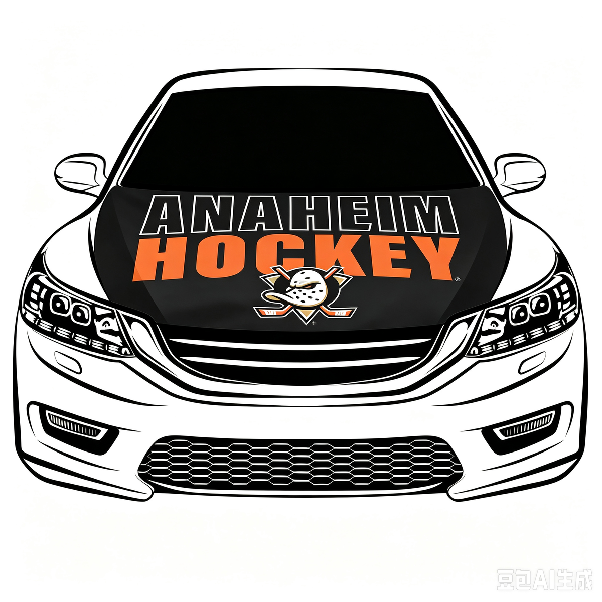 Anaheim Ducks Car Hood Cover Flag ,NHL Anaheim Ducks Engine Banner,4X5ft/6X7FT,100% Polyester Elastic Fabrics Can be Washed