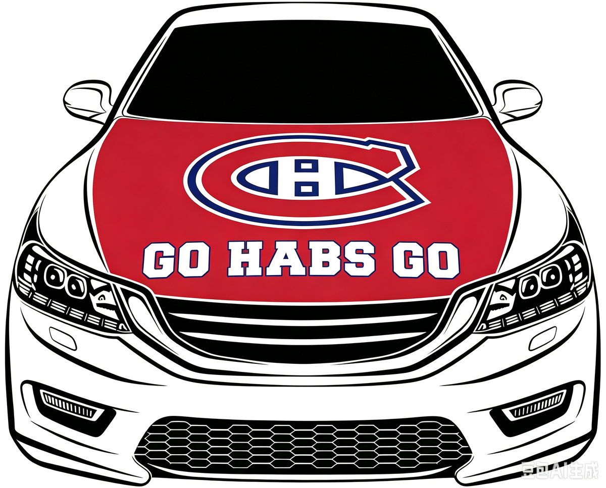 Montreal Canadiens Car Hood Cover Flag ,NHL Montreal Canadiens Engine Banner,4X5ft/6X7FT,100% Polyester Elastic Fabrics Can be Washed
