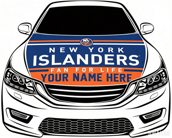 New York lslanders Car Hood Cover Flag ,NHL NY lslanders Engine Banner,4X5ft/6X7FT,100% Polyester Elastic Fabrics Can be Washed