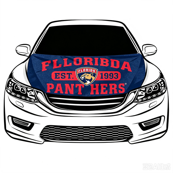 NHL Florida Panthers Car Hood Cover Flag ,  Florida Panthers Engine Banner,4X5ft/6X7FT,100% Polyester Elastic Fabrics Can be Washed