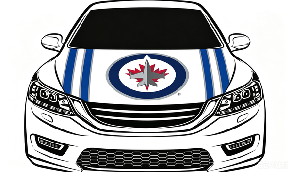 NHL Winnipeg Jets Car Hood Cover Flag ,  Winnipeg Jets Engine Banner,4X5ft/6X7FT,100% Polyester Elastic Fabrics Can be Washed