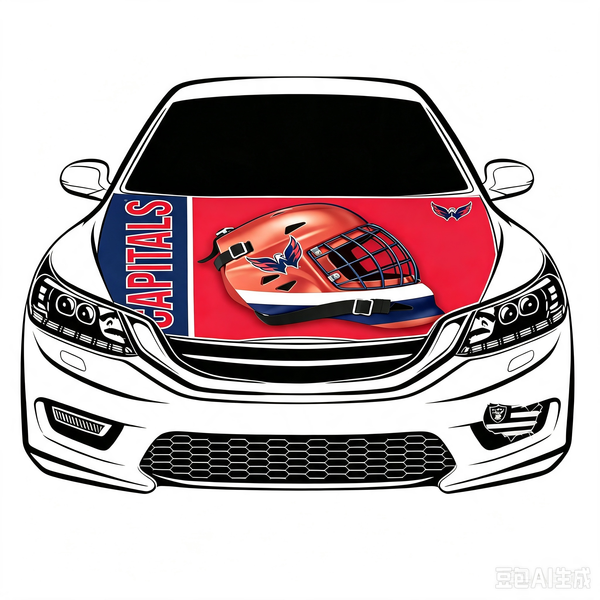 Washington Capitals Car Hood Cover Flag , NHL Washington Capitals Engine Banner,4X5ft/6X7FT,100% Polyester Elastic Fabrics Can be Washed