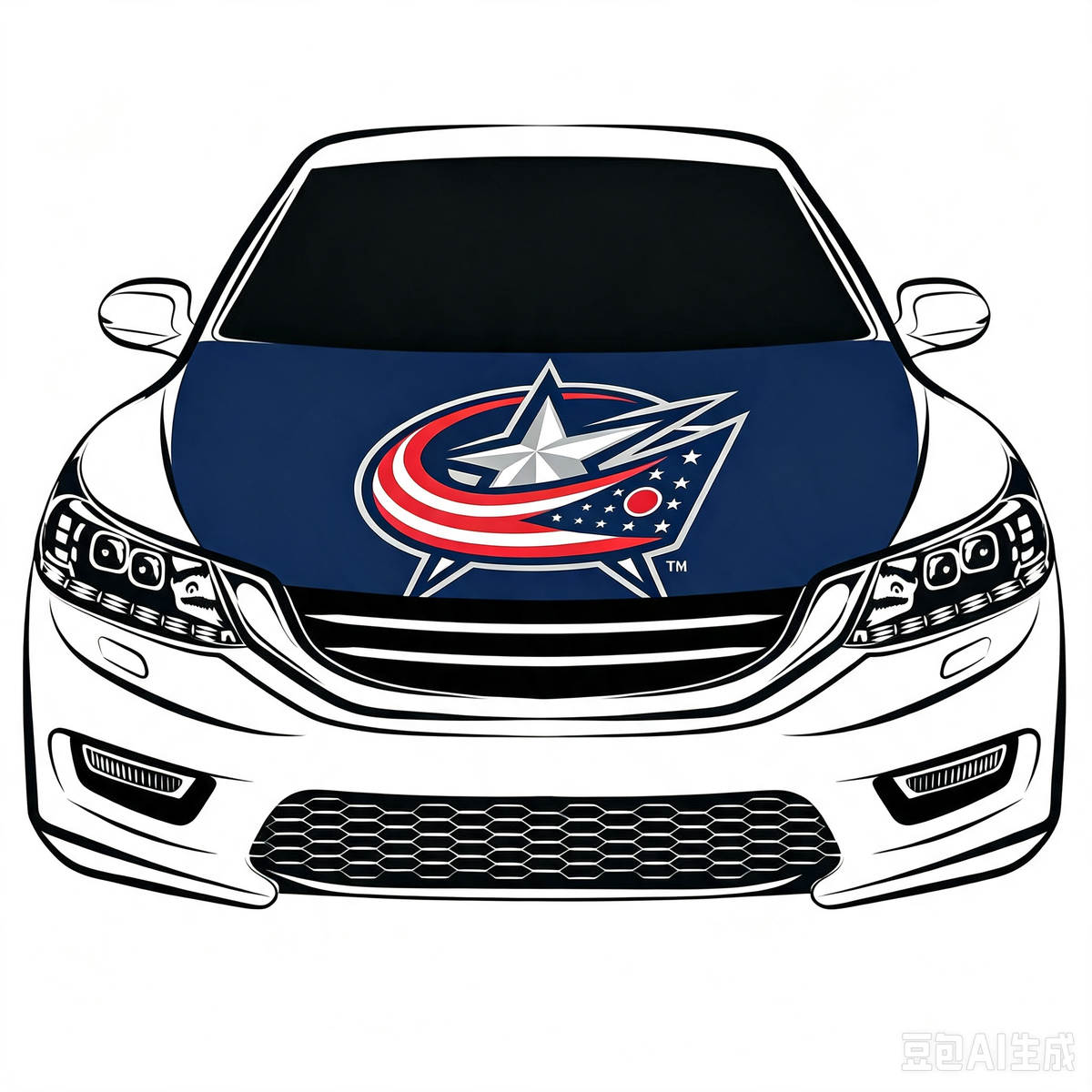NHL Columbus Blue Jackets Car Hood Cover Flag ,  Columbus Blue Jackets Engine Banner,4X5ft/6X7FT,100% Polyester Elastic Fabrics Can be Washed