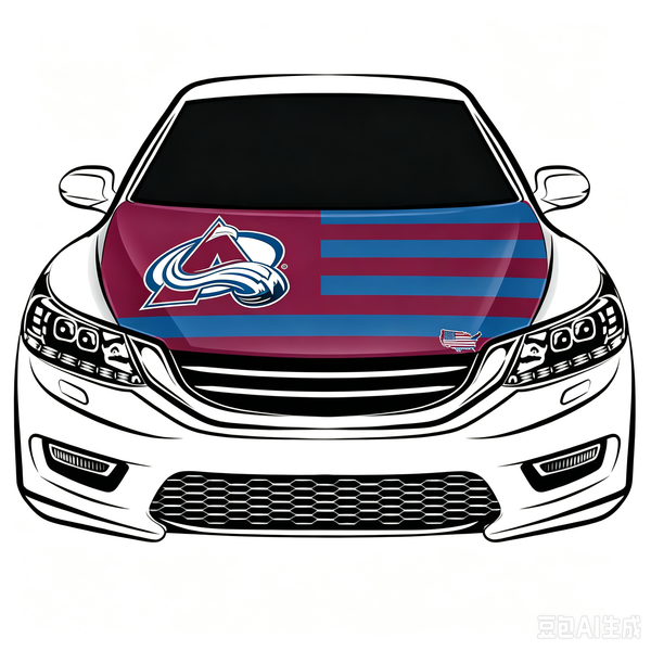 Colorado Avalanche Car Hood Cover Flag ,NHL Colorado Avalanche Engine Banner,4X5ft/6X7FT,100% Polyester Elastic Fabrics Can be Washed