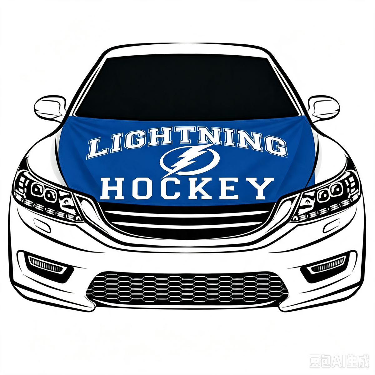 NHL Tampa Bay Lightning Car Hood Cover Flag , Tampa Bay Lightning Engine Banner,4X5ft/6X7FT,100% Polyester Elastic Fabrics Can be Washed