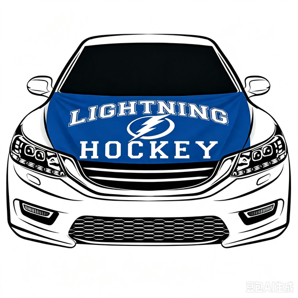NHL Tampa Bay Lightning Car Hood Cover Flag , Tampa Bay Lightning Engine Banner,4X5ft/6X7FT,100% Polyester Elastic Fabrics Can be Washed