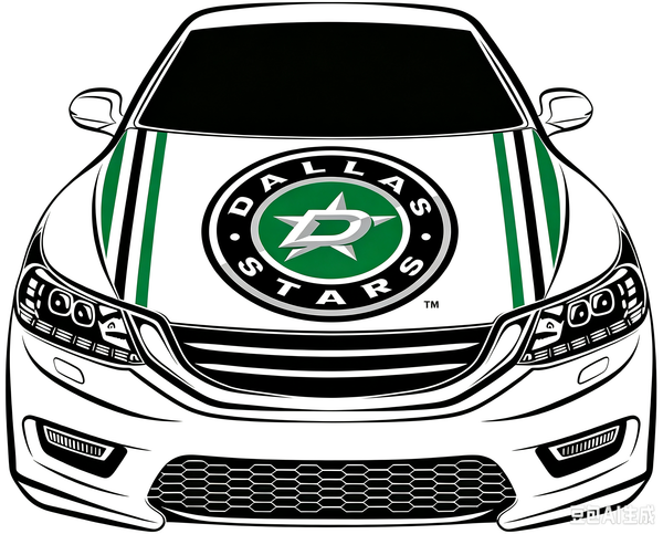 Los Dallas Stars Car Hood Cover Flag ,NHL Dallas Stars Engine Banner,4X5ft/6X7FT,100% Polyester Elastic Fabrics Can be Washed